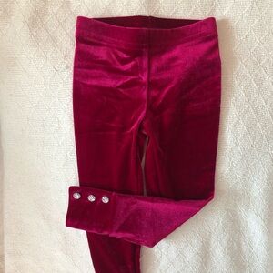 NEW Girls Dark Wine/Fuchsia Velvet Leggings Fancy Rhinestone Button Accents 2T